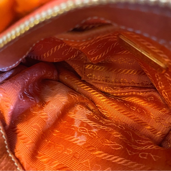 Mini Prada handbag made of orange fabric, - Picture 11 of 13